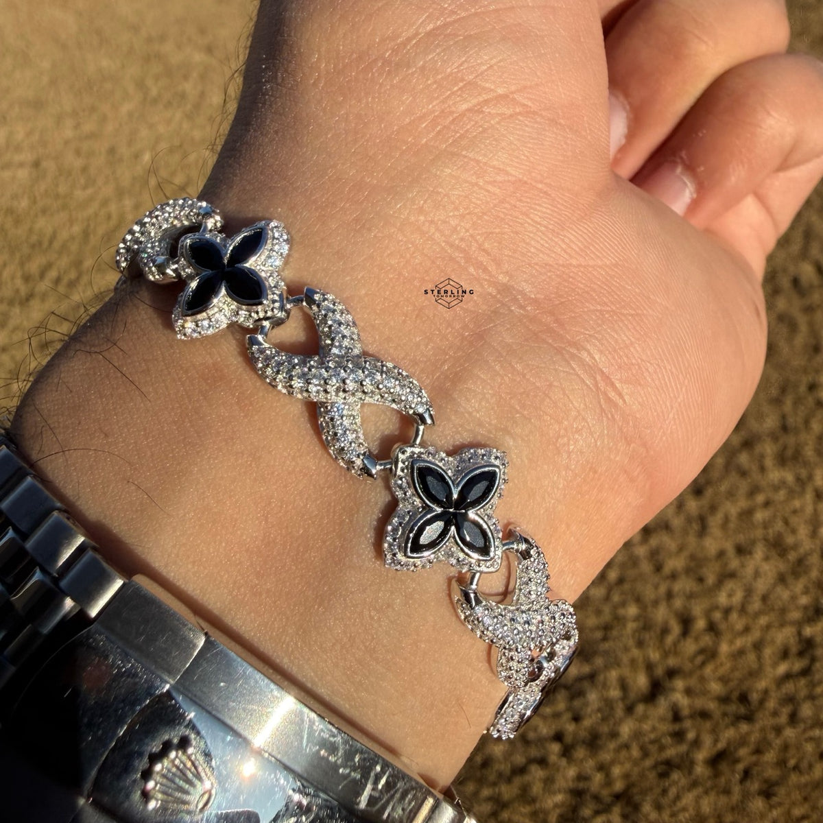 Marquis Star Infinity Bracelet - Black - 925 Sterling Silver