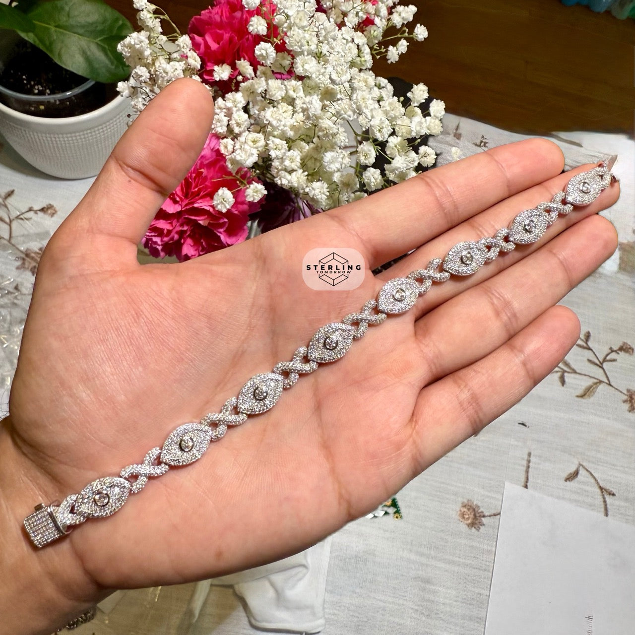 Moissanite Marquis Evil Eye Infinity Bracelet