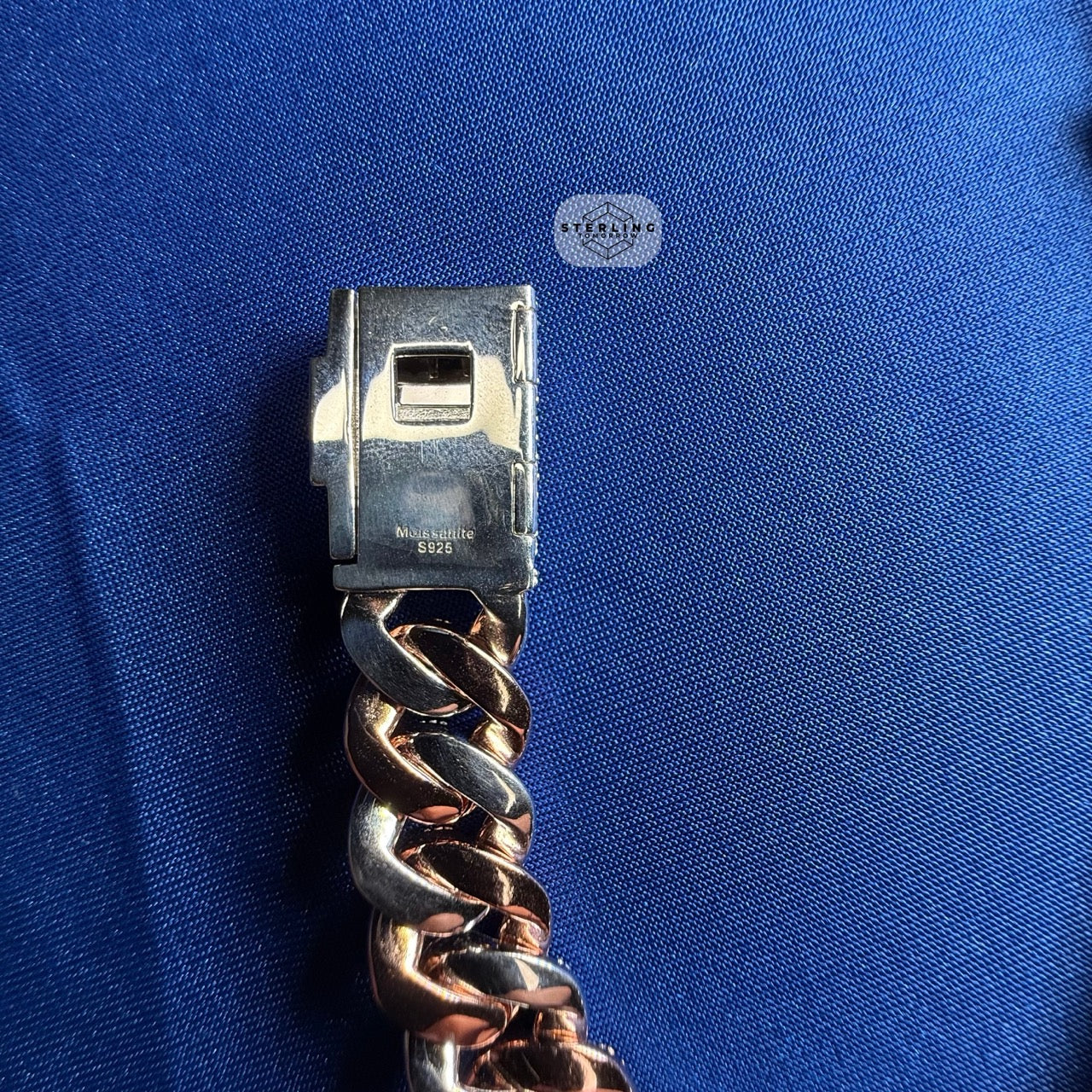 Moissanite Rose Two Tone 15mm Miami Cuban Chain 22"