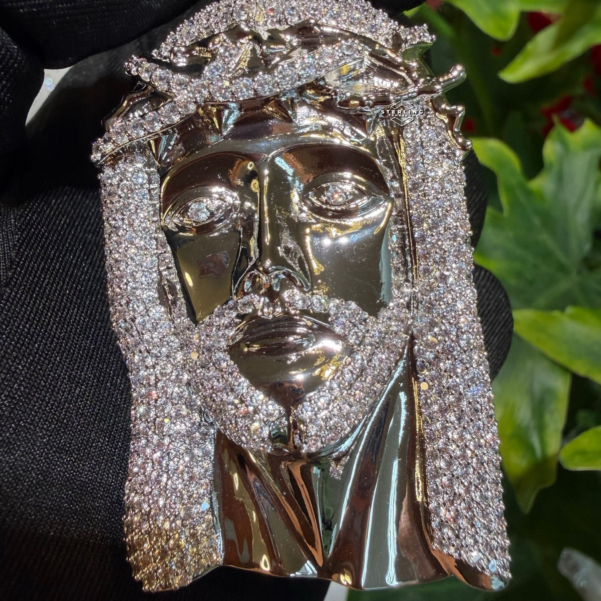 Jesus Face Silver Tone Large Iced Out Pendant