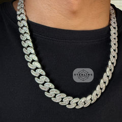 Moissanite 15mm 22" Heavy Baguette Cuban Chain