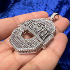 Iced Out RICH Letter Pendant | 14K White Gold Plated Baguette CZ Money Pendant Hip Hop Necklace with Free Rope Chain