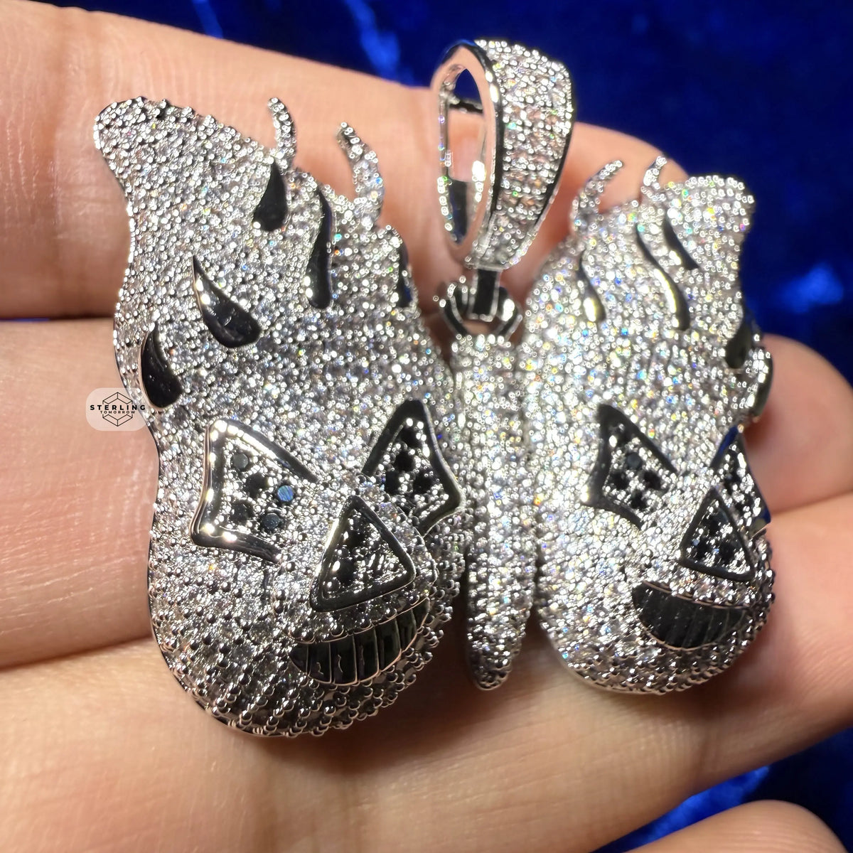 Iced Out Butterfly Skull Pendant