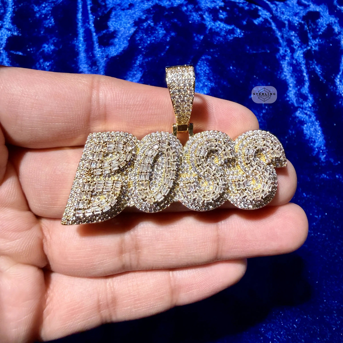 Boss 14K Gold Plated Iced Statement Pendant