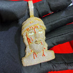 Iced Out Jesus Head Pendant | 14K Gold Plated Hip Hop Religious Necklace w/ Free Rope Chain