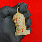 Iced Out Jesus Head Pendant | 14K Gold Plated Hip Hop Religious Necklace w/ Free Rope Chain