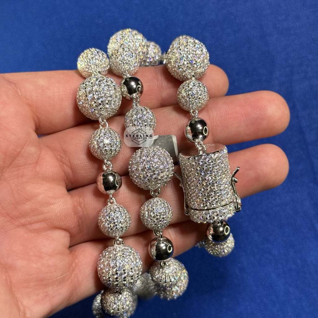 Moissanite Snow Ball Bead Iced Chain - 22"