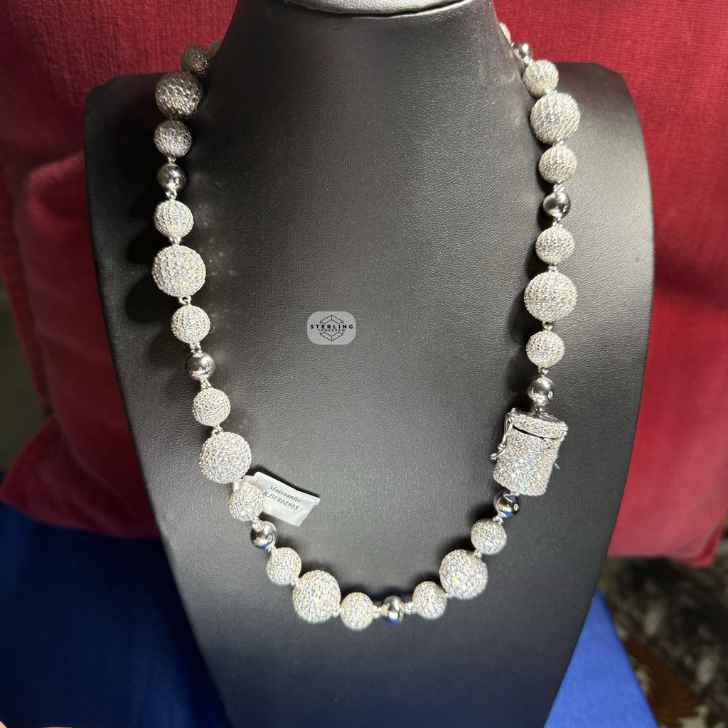 Moissanite Snow Ball Bead Iced Chain - 22"