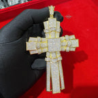 X Large Gold Cross Iced Out Detail Pendant