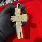 X Large Gold Cross Iced Out Detail Pendant