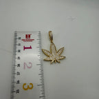 Marijuana 420 Gold Tone Weed Leaf Iced Out Pendant