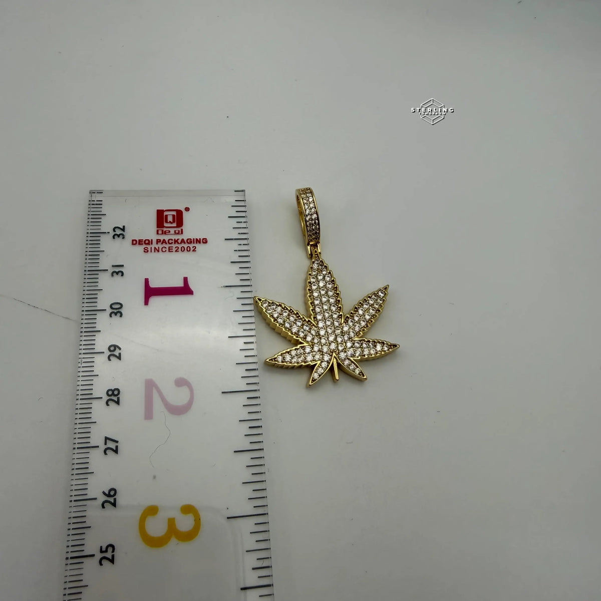 Marijuana 420 Gold Tone Weed Leaf Iced Out Pendant