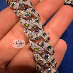 Moissanite 16mm 22" Marquis Iced Multi Color Cuban Link Chain