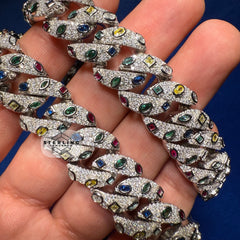 Moissanite 16mm 22" Marquis Iced Multi Color Cuban Link Chain