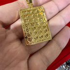 Ace of Hearts Card Pendant | 14K Gold Plated Blue Heart CZ Playing Card Necklace, Iced Out Hip Hop Pendant with Free Rope Chain