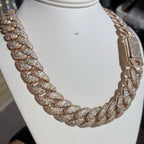 Moissanite 22mm 22" Rose Mosaic Cuban Chain