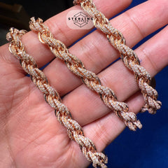 Moissanite 7mm 22" Iced Out Rose Rope Chain