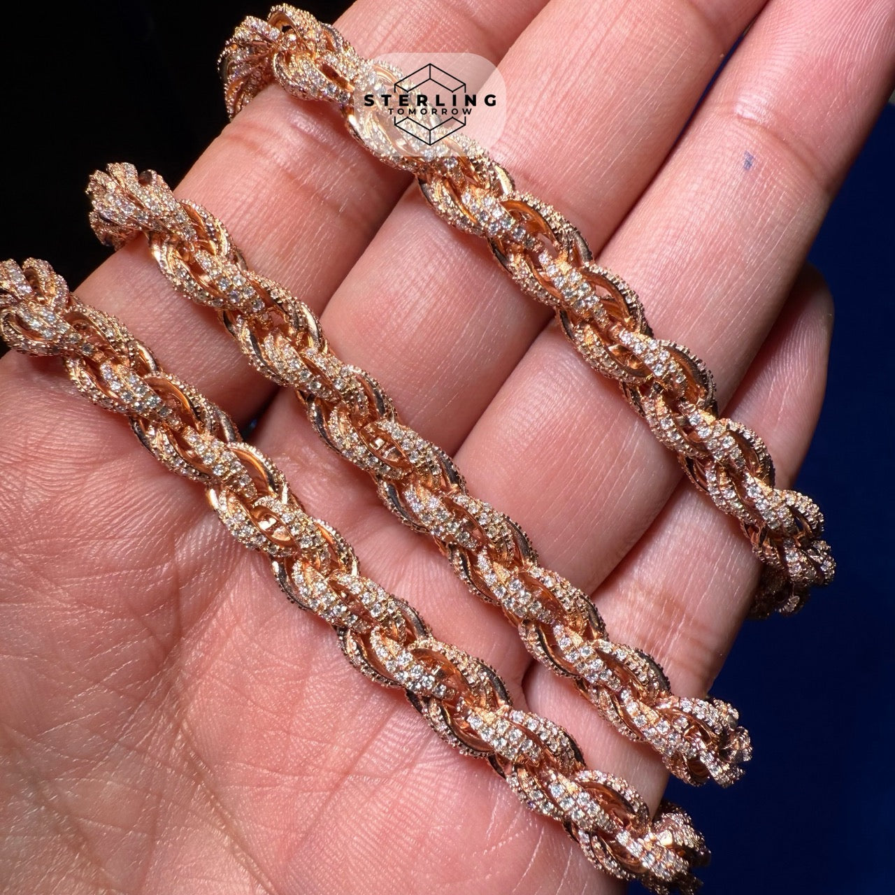 Moissanite 7mm 22" Iced Out Rose Rope Chain