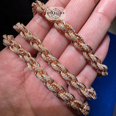 Moissanite 7mm 22" Iced Out Rose Rope Chain