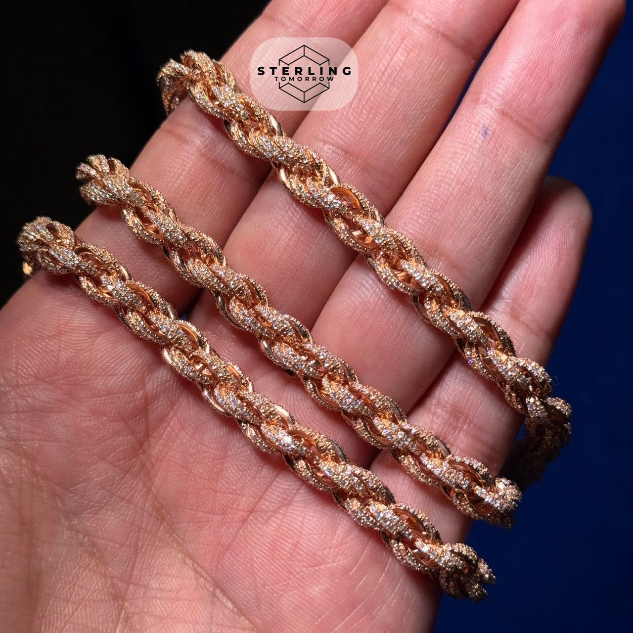 Moissanite 7mm 22" Iced Out Rose Rope Chain