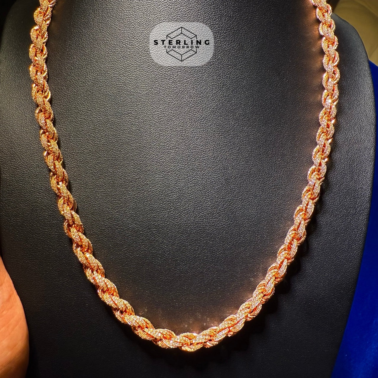 Moissanite 7mm 22" Iced Out Rose Rope Chain