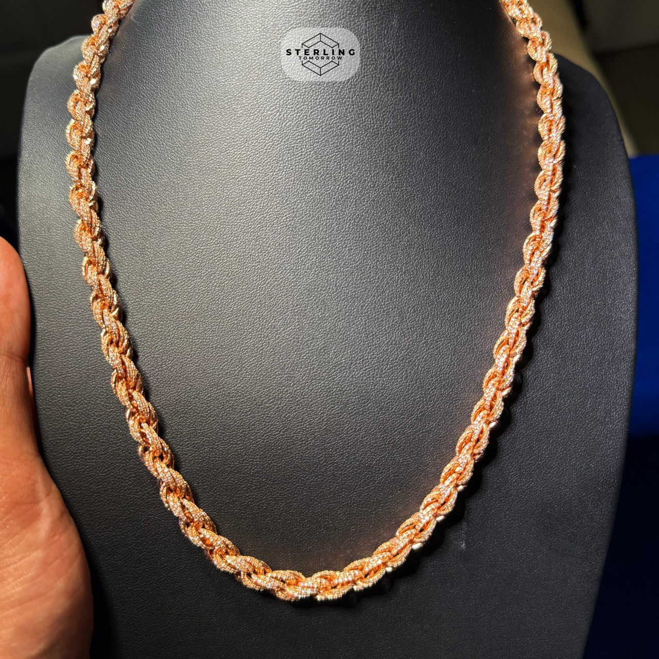 Moissanite 7mm 22" Iced Out Rose Rope Chain
