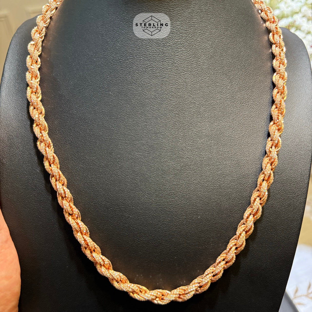 Moissanite 7mm 22" Iced Out Rose Rope Chain