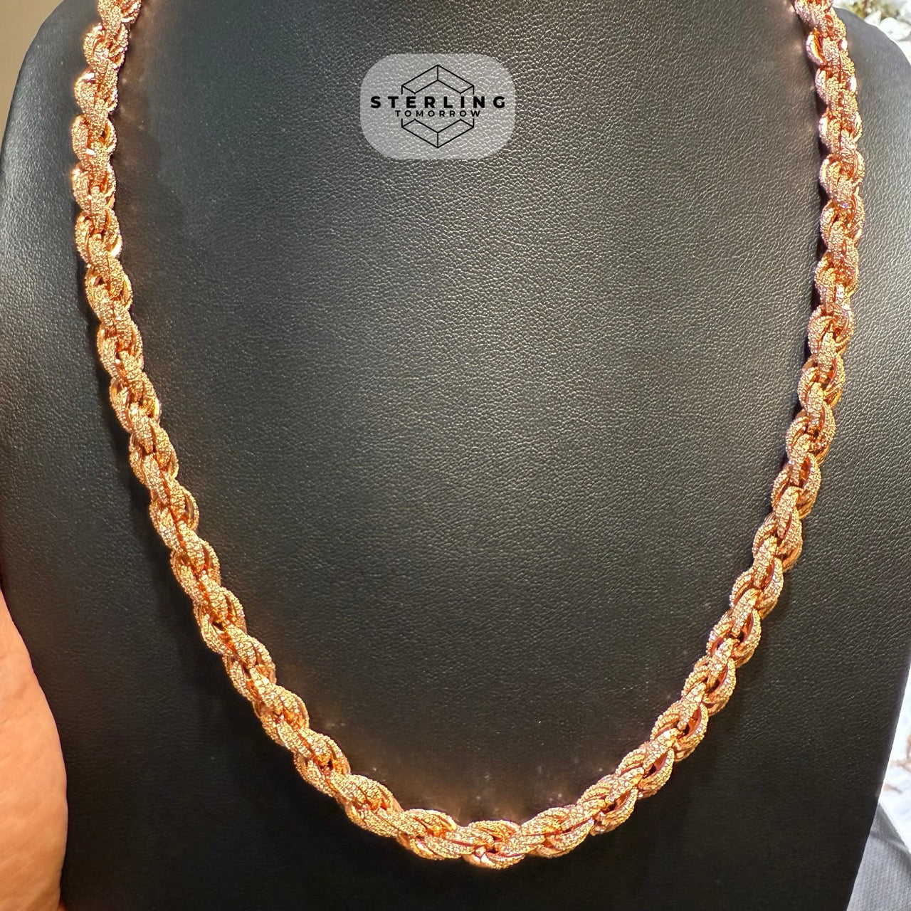 Moissanite 7mm 22" Iced Out Rose Rope Chain