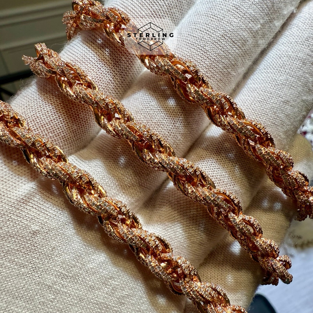 Moissanite 7mm 22" Iced Out Rose Rope Chain