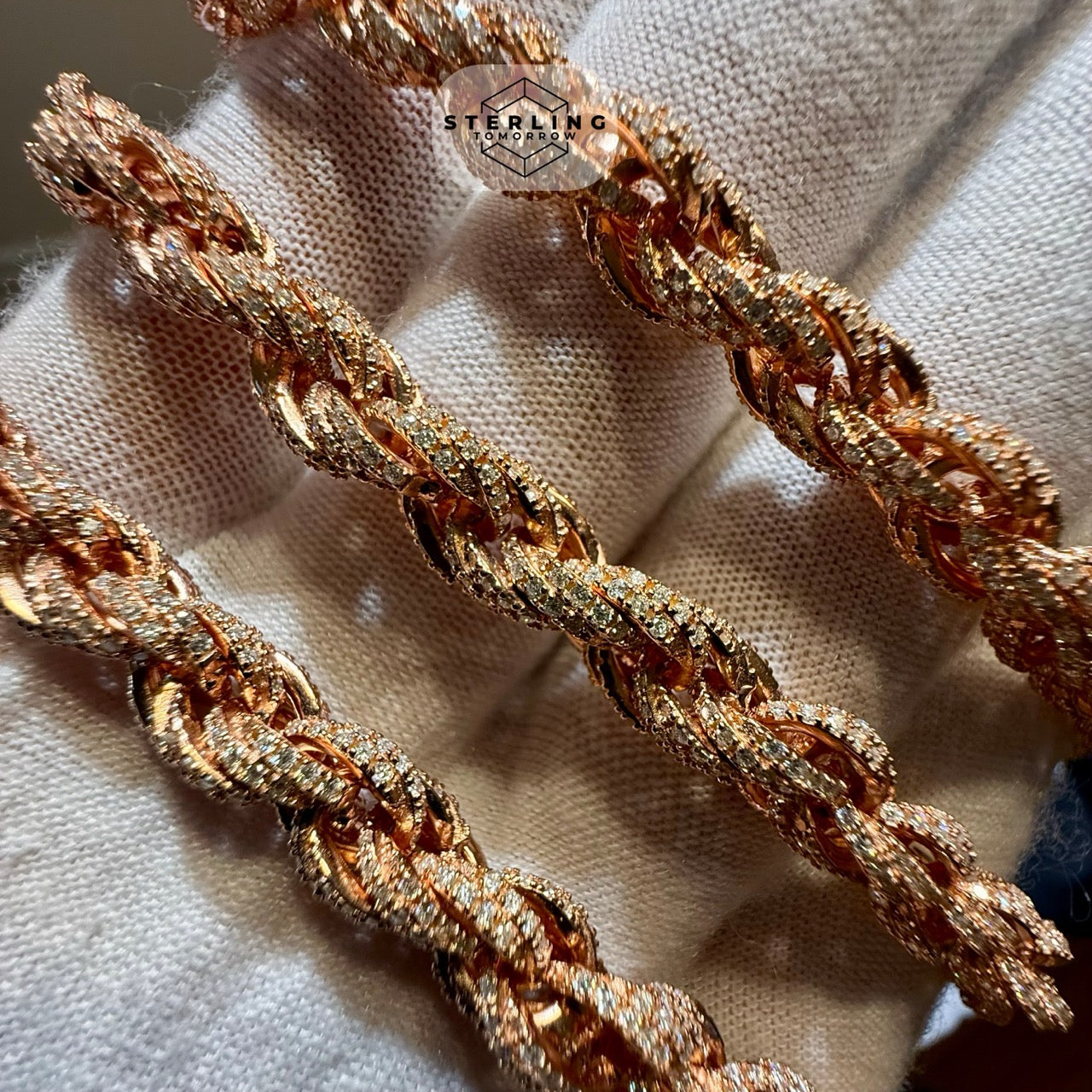 Moissanite 7mm 22" Iced Out Rose Rope Chain