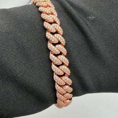 8mm Miami Cuban Link Moissanite Bracelet 8” Rose Gold Over 925 Sterling Silver Iced Out Diamond Look Bracelet for Men Women Hip Hop Jewelry Gift (Copy)