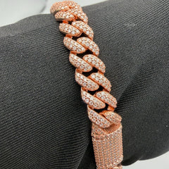 8mm Miami Cuban Link Moissanite Bracelet 8” Rose Gold Over 925 Sterling Silver Iced Out Diamond Look Bracelet for Men Women Hip Hop Jewelry Gift (Copy)