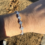 Moissanite Iced Flower Bracelet 8"