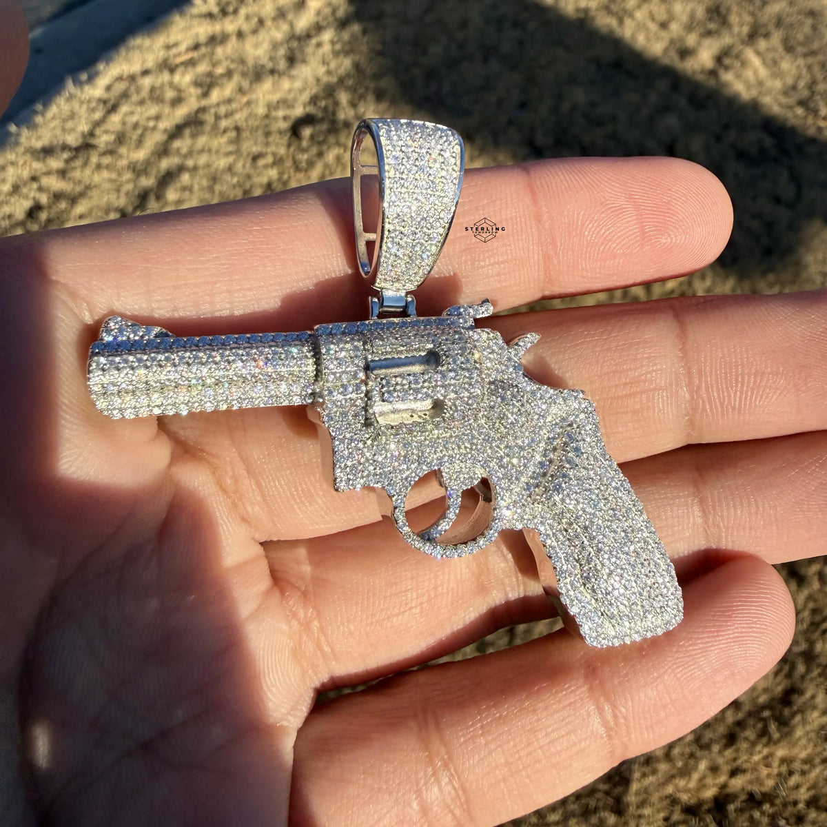 Moissanite Iced Revolver Gun Pendant