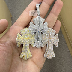 Moissanite 3 Color Triple Cross Pendant