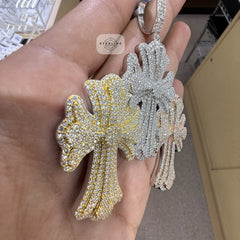 Moissanite 3 Color Triple Cross Pendant