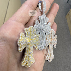 Moissanite 3 Color Triple Cross Pendant