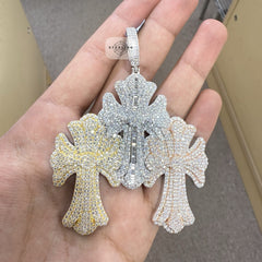 Moissanite 3 Color Triple Cross Pendant