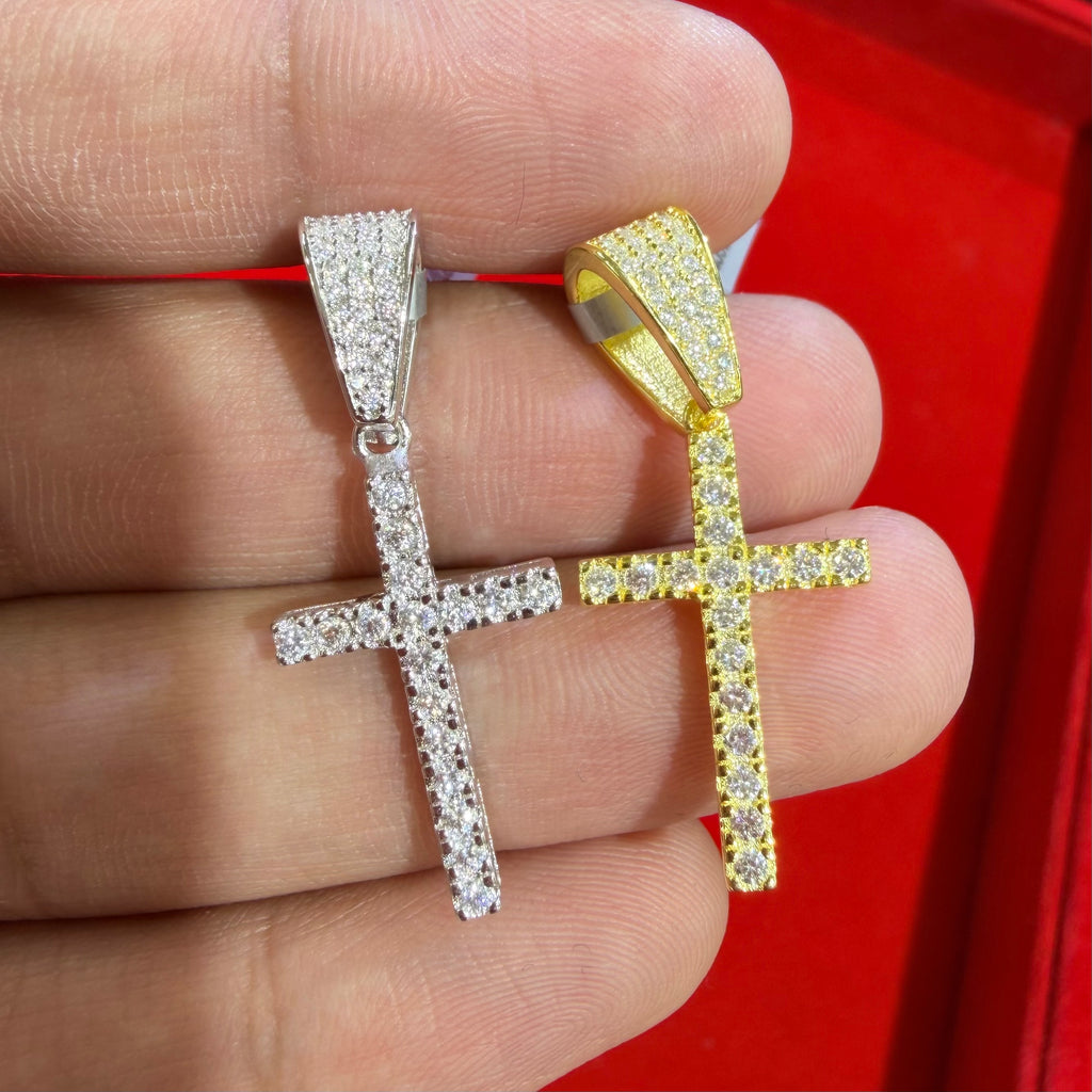 Small Moissanite Cross Necklace VVS D Color | Passes Diamond Tester | GRA Certified | 925 Sterling Silver | Hypoallergenic | Gold or Silver | Gift Box Included