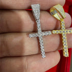 Small Moissanite Cross Necklace VVS D Color | Passes Diamond Tester | GRA Certified | 925 Sterling Silver | Hypoallergenic | Gold or Silver | Gift Box Included