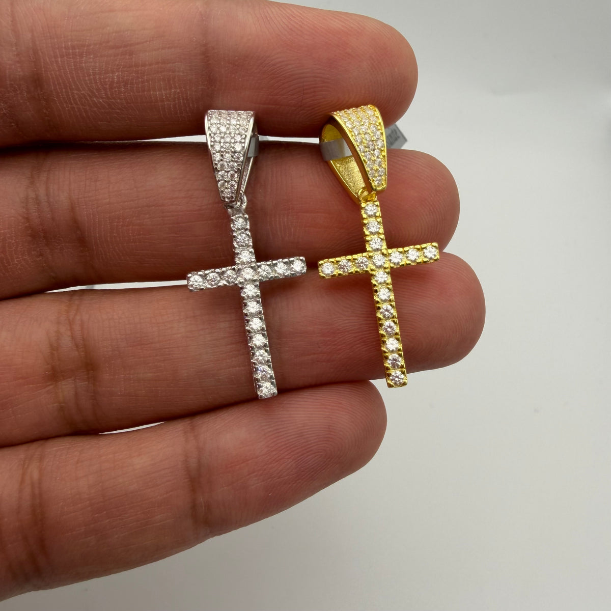 Small Moissanite Cross Necklace VVS D Color | Passes Diamond Tester | GRA Certified | 925 Sterling Silver | Hypoallergenic | Gold or Silver | Gift Box Included