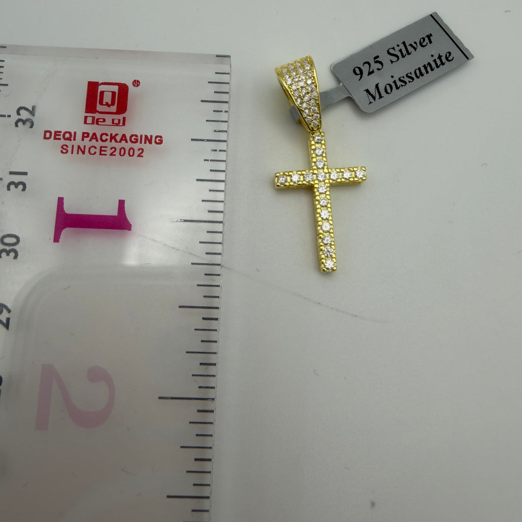 Small Moissanite Cross Necklace VVS D Color | Passes Diamond Tester | GRA Certified | 925 Sterling Silver | Hypoallergenic | Gold or Silver | Gift Box Included