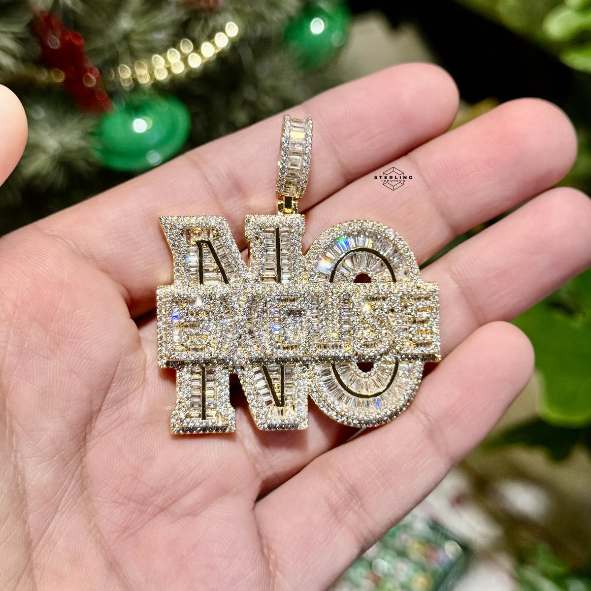 NO EXCUSE Iced Statement Pendant - 14k Gold Plated