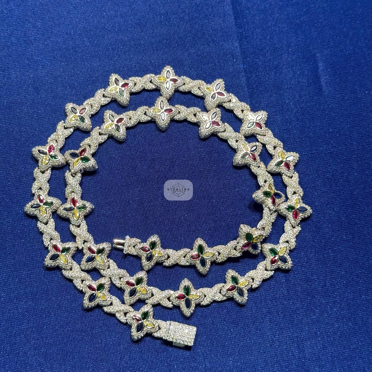 Moissanite Flower Infinity Necklace 14mm 20"