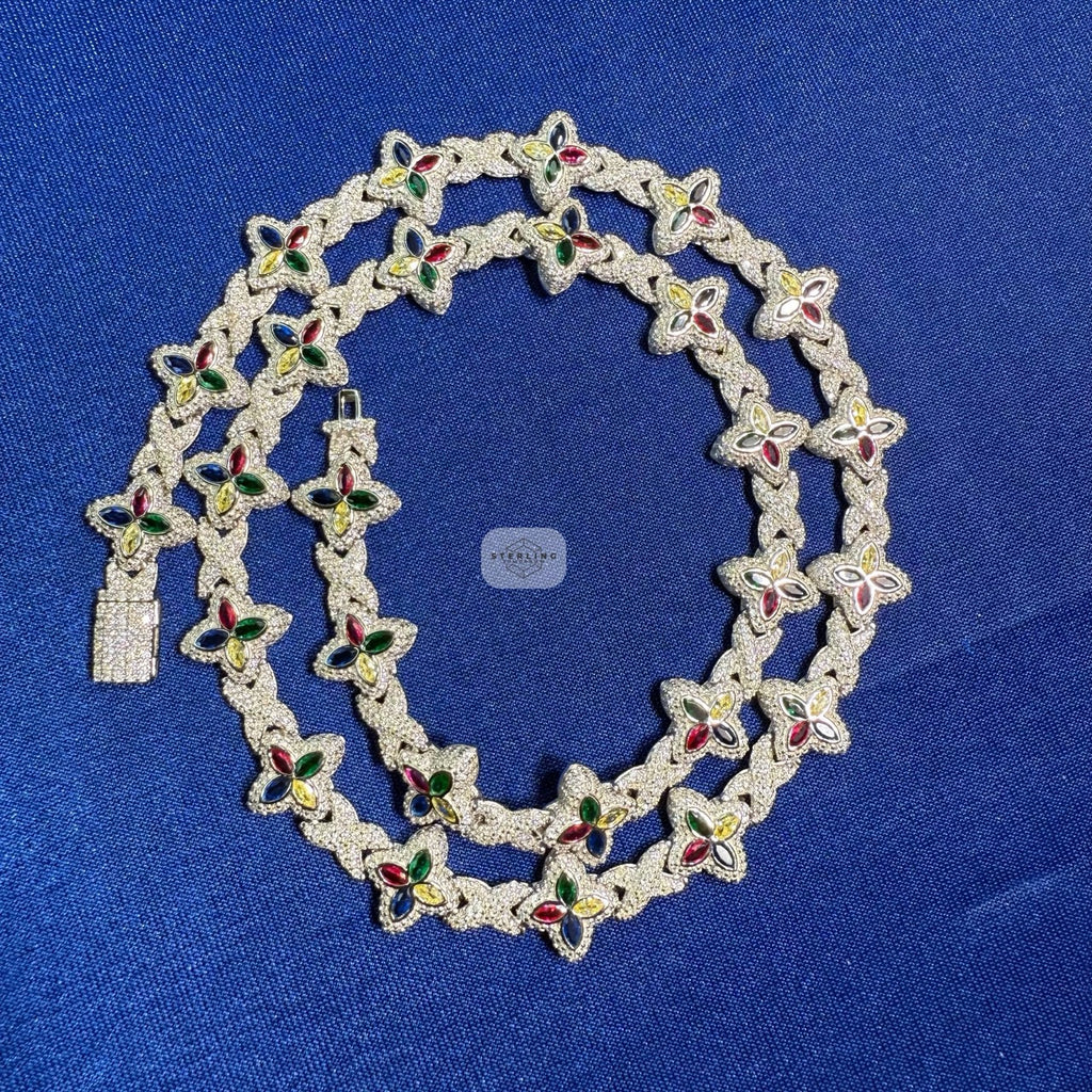 Moissanite Flower Infinity Necklace 14mm 20"