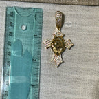 Lion Cross Iced Out Pendant 14k Gold Plated