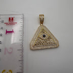 Evil Eye Pyramid Pendant Necklace | Iced Out CZ Triangle Pendant | 14K Gold Plated Hip Hop Jewelry | Protection Jewelry Gift