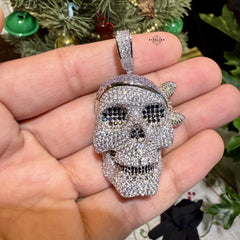 Skull Pirate 14K White Gold Plated Iced Pendant