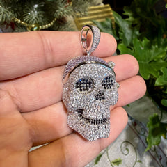 Skull Pirate 14K White Gold Plated Iced Pendant