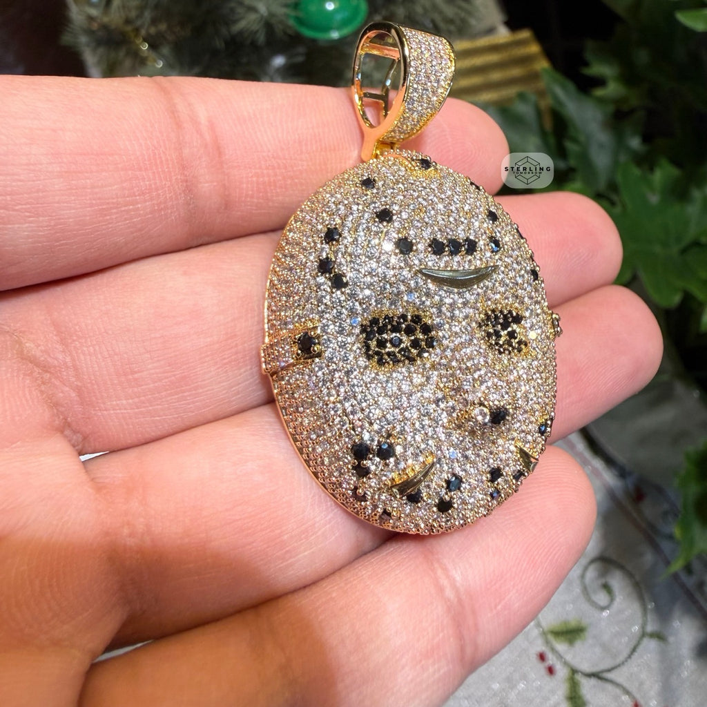 Hockey Iced Mask Out 14K Gold Plated Pendant